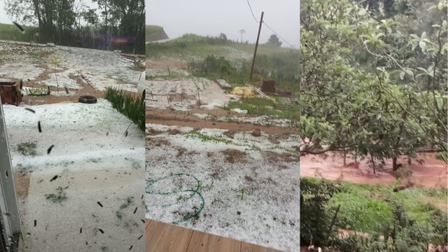Chuva intensa e granizo foram registrados no Oeste de Santa Catarina. &mdash; Foto: Defesa Civil/Reprodu&ccedil;&atilde;o/ND