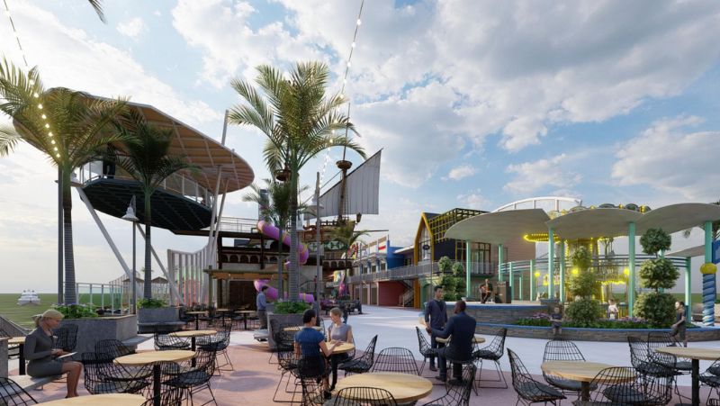 Lojas, bares, restaurantes e parque tem&aacute;tico far&atilde;o parte da atra&ccedil;&atilde;o – Foto: Flomar Transportes Aquavi&aacute;rios/Reprodu&ccedil;&atilde;o/ND