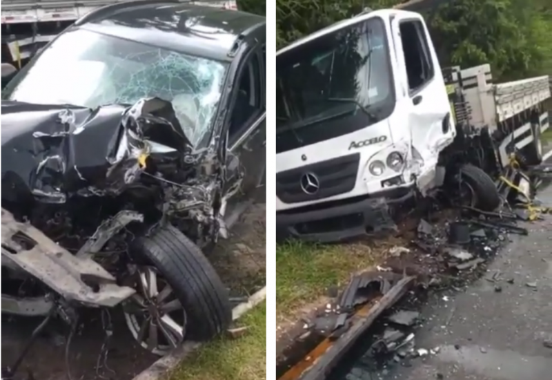 Os ve&iacute;culos colidiram por volta das 7h30, deste s&aacute;bado (3) – Foto: GMF/Divulga&ccedil;&atilde;o/ND