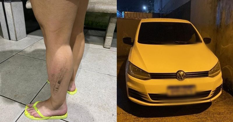 Mulher ficou feriado ap&oacute;s tentativa de atropelamento – Foto: Pol&iacute;cia Militar/Reprodu&ccedil;&atilde;o/ND