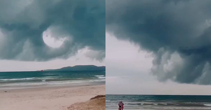 Imagens de nuvem em formato inusitado impressionaram moradores – Foto: Vitoria Gerlach/Itapema Mil Grau/Reprodu&ccedil;&atilde;o/ND