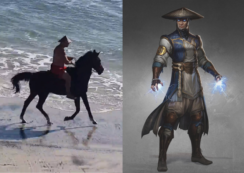 Chap&eacute;u do morador lembra item usado por Raiden, personagem do jogo Mortal Kombat – Foto: Pedro Salom&atilde;o Burgo/Arquivo Pessoal/ND
