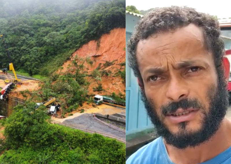Trabalhador conta como foi o momento do deslizamento em Guaratuba, no Paran&aacute; – Foto: Reprodu&ccedil;&atilde;o/ND