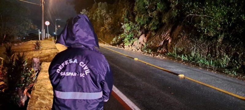 Gaspar tamb&eacute;m registra ocorr&ecirc;ncias por conta da chuva – Foto: Divulga&ccedil;&atilde;o/Defesa Civil de Gaspar