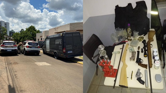 O esquadr&atilde;o antibombas foi chamado ap&oacute;s explosivos serem encontrados em apartamento de Chapec&oacute;. &mdash; Foto: Felipe Kreusch/Pol&iacute;cia Militar/ND