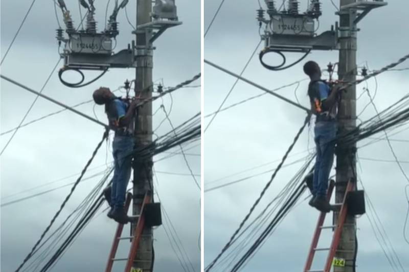 Depois de sofrer descarga el&eacute;trica, roupas do homem se incendiaram – Foto: Reprodu&ccedil;&atilde;o