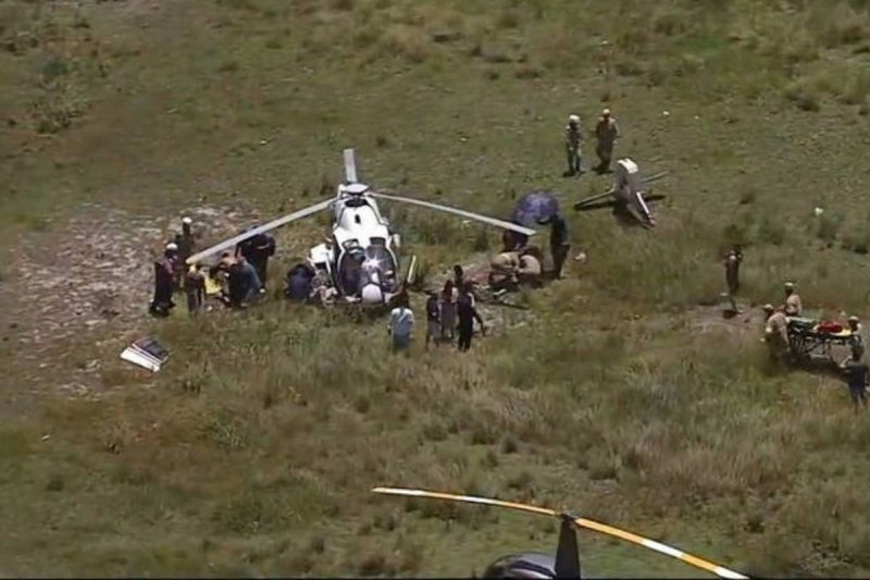 Helic&oacute;ptero caiu na manh&atilde; desta quarta-feira – Foto: REPRODU&Ccedil;&Atilde;O/RECORD TV