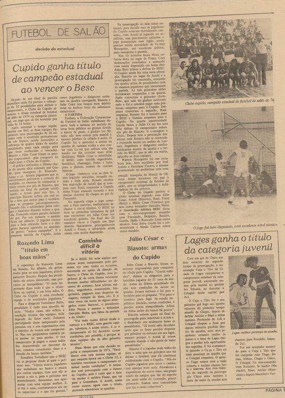 Jornal O Estado dedicou p&aacute;gina inteira para a conquista do estadual de 1974 – Foto: Jornal O Estado