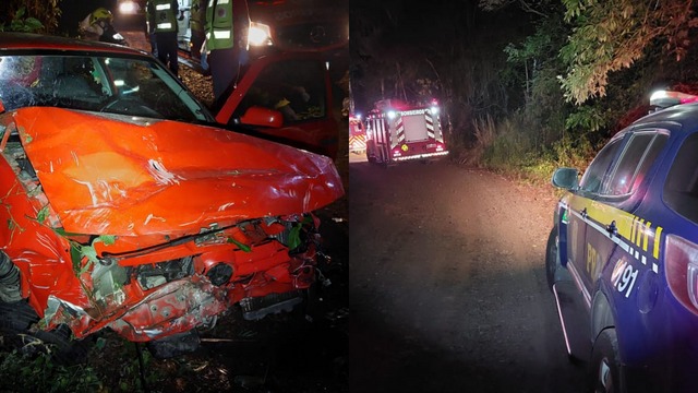A v&iacute;tima foi ejetada do ve&iacute;culo em um acidente na BR-282. &mdash; Foto: Marcos Lewe/R&aacute;dio 103 FM/Reprodu&ccedil;&atilde;o