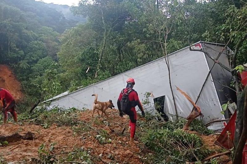 Bombeiros iniciaram buscas na &aacute;rea sens&iacute;vel do terreno – Foto: Governo do PR/Divulga&ccedil;&atilde;o