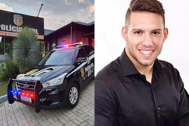 O suspeito de matar H&eacute;riclis, em uma festa de confraterniza&ccedil;&atilde;o, foi preso em Faxinal dos Guedes. &mdash; Foto: Pol&iacute;cia Civil/Internet/Reprodu&ccedil;&atilde;o/ND