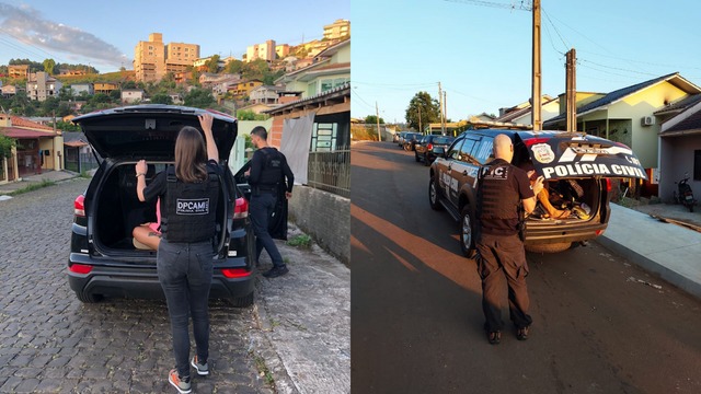 Tr&ecirc;s pessoas foram presas durante a opera&ccedil;&atilde;o de combate ao tr&aacute;fico de drogas no Oeste de SC. &mdash; Foto: Pol&iacute;cia Civil/Reprodu&ccedil;&atilde;o/ND