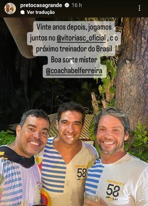 Ex-atleta e amigo de Abel Ferreira, Preto Casagrande fez o an&uacute;ncio na rede social – Foto: Reprodu&ccedil;&atilde;o/ND