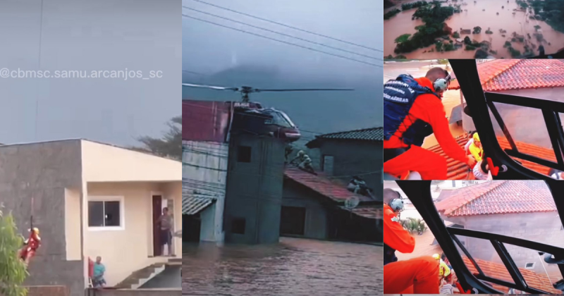 Pessoas s&atilde;o resgatadas em Santo Amaro da Imperatriz – Foto: Divulga&ccedil;&atilde;o/ND