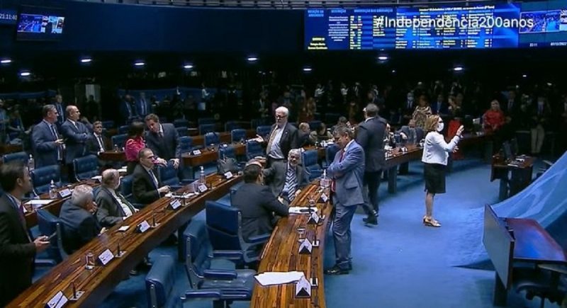 Senadores durante vota&ccedil;&atilde;o da PEC do estou nesta quarta (7) – Foto: Reprodu&ccedil;&atilde;o TV Senado