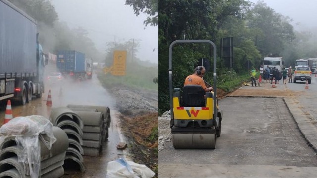 Com rodovias interditadas, com riscos de deslizamento, governo pede que pessoas evitem viagens. &mdash; Foto: Secretaria de Infraestrutura e Mobilidade/ND
