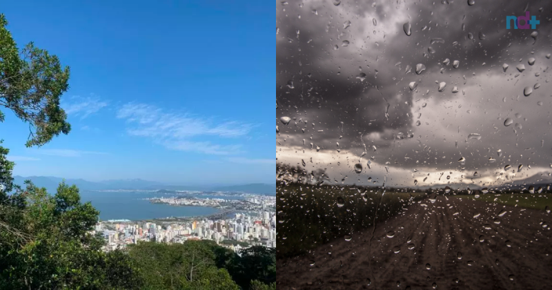 O sábado (3) inicia com predomínio de sol entre nuvens no Leste de Santa Catarina e com tempo aberto no Grande Oeste. &#8211; Foto: Cristian Wilson/Montagem/ND