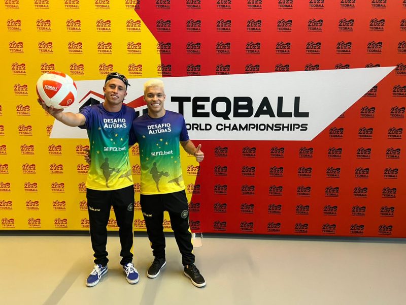 Dupla de Floripa formada por Matheus Ferraz e Rodrigo Medeiros, terminou em quarto no Teqball World Championship, que rolou na Alemanha – Foto: divulga&ccedil;&atilde;o
