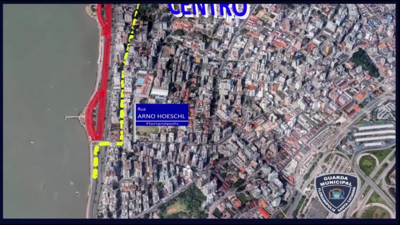 Por conta deste desvio, os condutores devem se deslocar pela Rua Mauro Ramos, Rua Bocai&uacute;va ou Rua Almirante Lamego e voltar a acessar a Avenida Beira-Mar Norte pela Rua Arno Hoeschl. – Foto: GMF/Divulga&ccedil;&atilde;o/ND