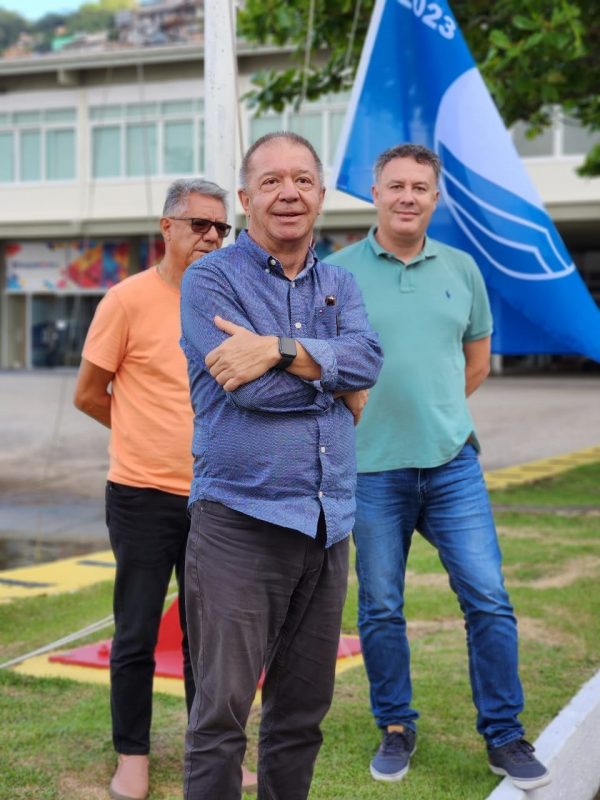 Saul Capella, Luiz Fernando Beltr&atilde;o (centro) e Rodrigo Ruhland, da Comodoria do Veleiros da Ilha – Foto: Edgar Ramos/Divulga&ccedil;&atilde;o/ND