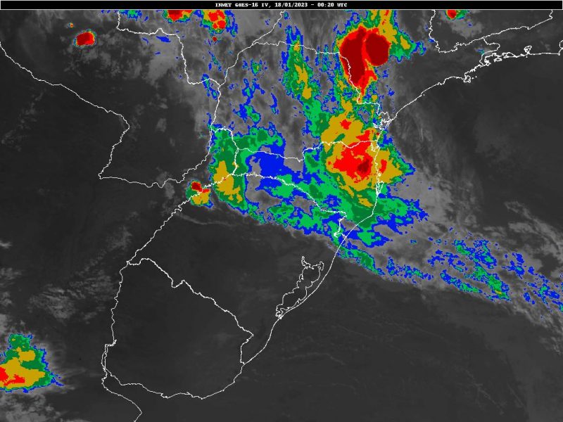 Na imagem de satélite abaixo é possível observar a presença de muitas nuvens sobre o Estado. &#8211; Foto: Inmet/Divulgação/ND