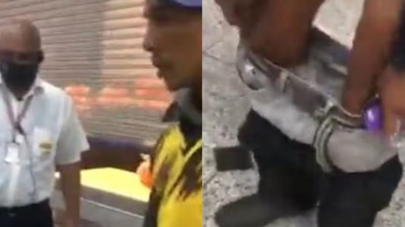 Homem tirou as cal&ccedil;as para mostrar que n&atilde;o roubou carne – Foto: Reprodu&ccedil;&atilde;o/R7/ND