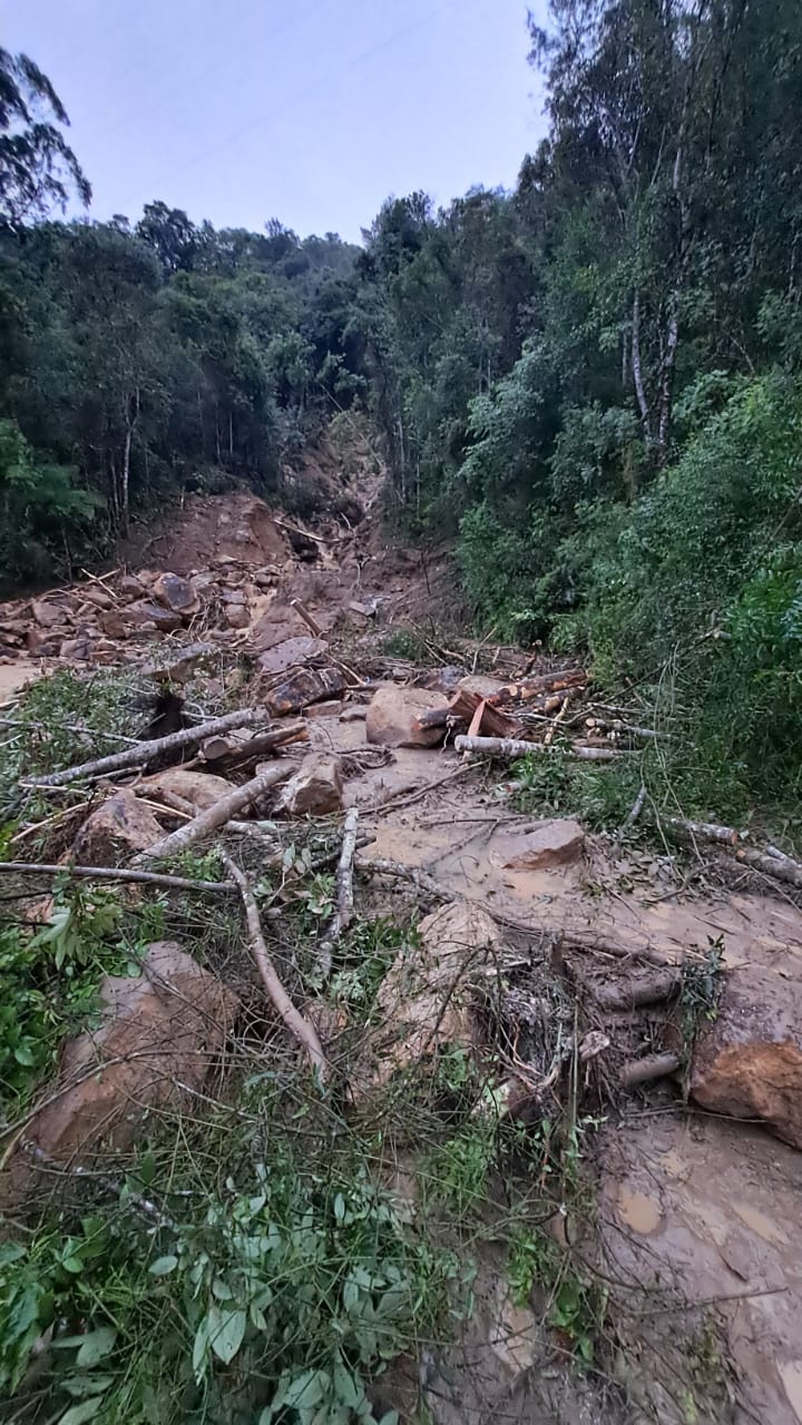 A cidade de Alfredo Wagner, na Serra catarinense recebeu um volume grande de chuva nas últimas horas. - CBMSC/Divulgação/ND