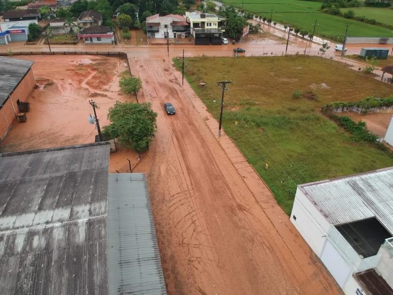 Cidade teve 60% da área urbana atingida por estragos da chuva &#8211; Foto: Lucas Frare/Prefeitura de Ascurra/Divulgação/ND