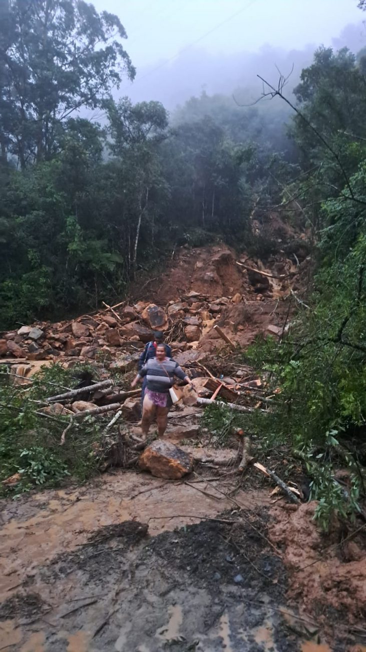 A cidade de Alfredo Wagner, na Serra catarinense recebeu um volume grande de chuva nas últimas horas. - CBMSC/Divulgação/ND