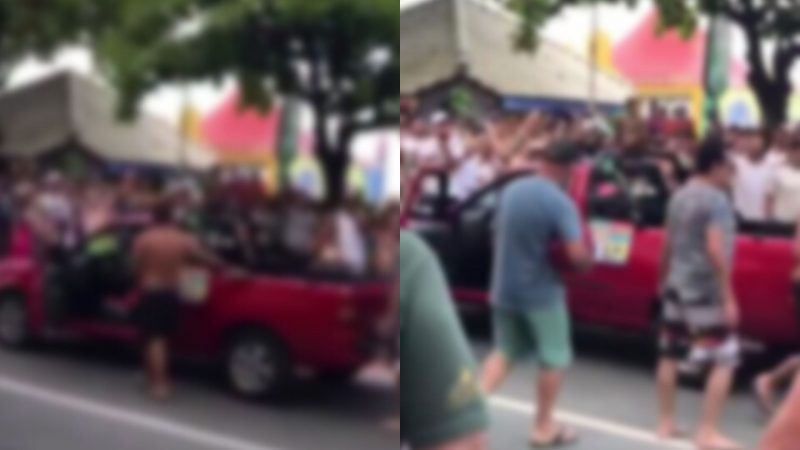 Motorista com bandeira de Lula &eacute; agredido em Balne&aacute;rio Cambori&uacute; – Foto: Reprodu&ccedil;&atilde;o/Internet/ND