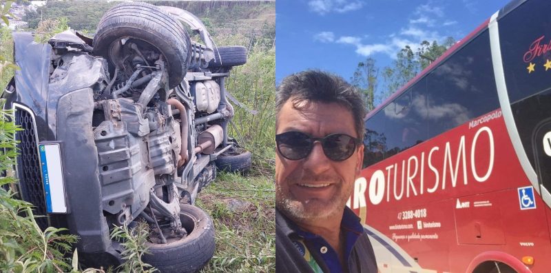 Biro Roncalio, de 57 anos, faleceu ap&oacute;s um capotamento na BR-470 – Foto: Corpo de Bombeiros/Arquivo Pessoal/Reprodu&ccedil;&atilde;o/ND