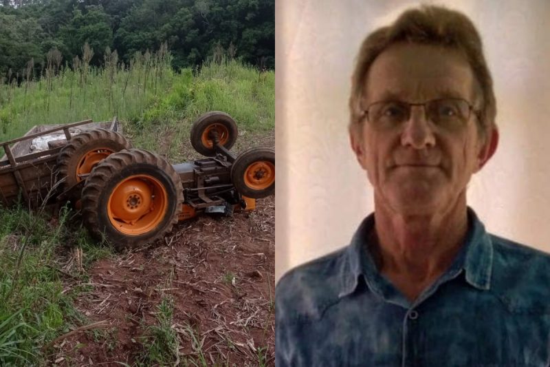 O homem estava trabalhando com o trator quando sofreu o acidente. &mdash; Foto: Corpo de Bombeiros/Internet/Reprodu&ccedil;&atilde;o/ND