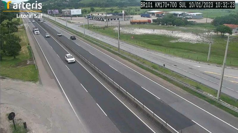 Km 170 da BR-101 em Tijucas – Foto: Arteris/Divulga&ccedil;&atilde;o/ND