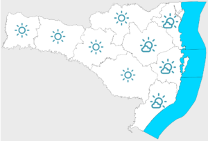 Neste dia, haver&aacute; varia&ccedil;&atilde;o de nuvens apenas nas &aacute;reas litor&acirc;neas de Santa Catarina, devido aos ventos que sopram de sudeste, trazendo umidade do oceano para o continente. – Foto: Defesa Civil/Divulga&ccedil;&atilde;o/ND