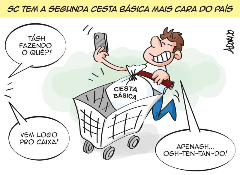 Santa Catarina tem a segunda cesta básica mais cara do país Charge