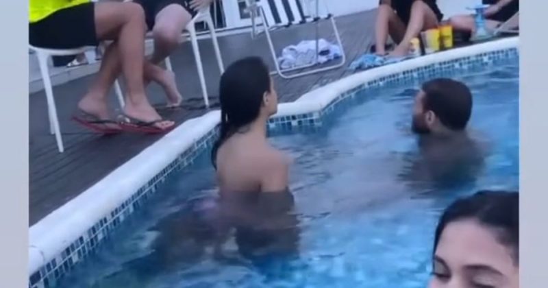 Catarinense curte piscina com Lucas Lucco em Balne&aacute;rio Cambori&uacute; e gera curiosidade na web – Foto: Reprodu&ccedil;&atilde;o/ND
