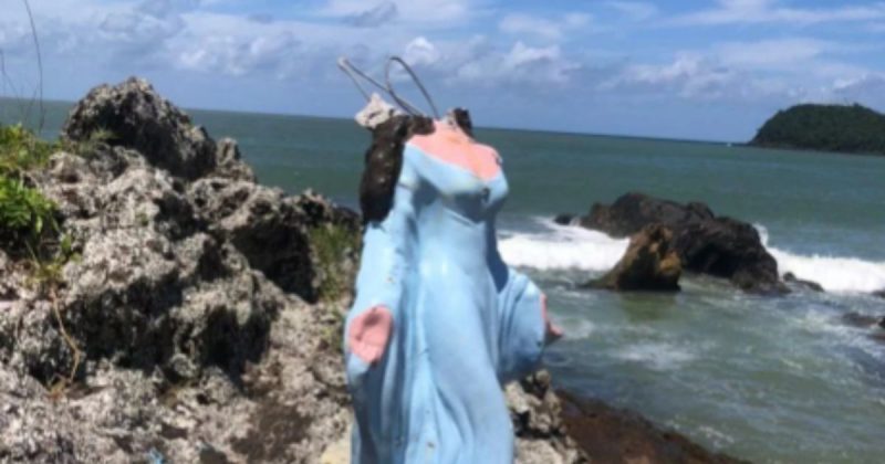 Est&aacute;tua de Iemanj&aacute; tem cabe&ccedil;a arrancada na praia de Cabe&ccedil;udas – Foto: Reprodu&ccedil;&atilde;o/Internet