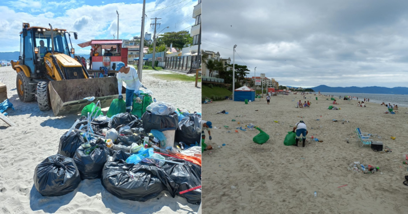 O Norte da Ilha foi a regi&atilde;o que mais produziu toneladas de res&iacute;duos durante a virada – Foto: PMF/Divulga&ccedil;&atilde;o/ND