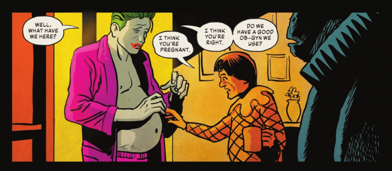 Coringa fica gr&aacute;vido em HQ – Foto: Internet