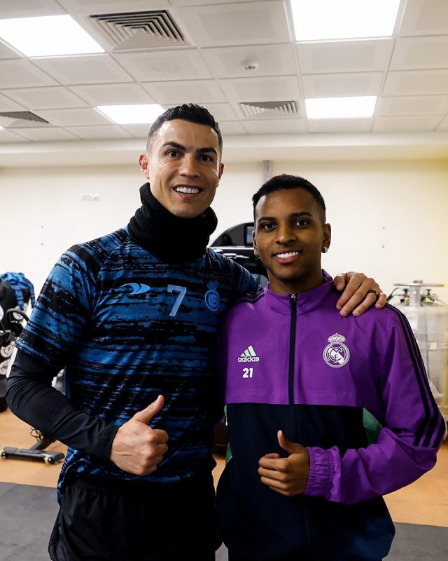 CR7 estava tamb&eacute;m com Rodrygo – Foto: Reprodu&ccedil;&atilde;o
