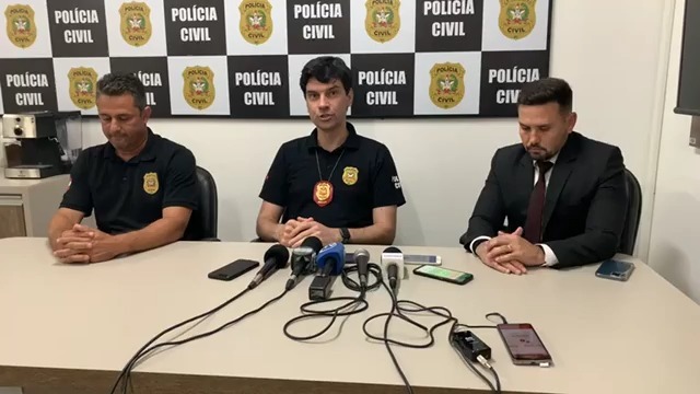 Os delegados Vitor Bianco J&uacute;nior (e), Ulisses Gabriel (centro) e M&aacute;rcio Campos Neves (d) tem longos anos de atua&ccedil;&atilde;o conjunta em a&ccedil;&otilde;es de seguran&ccedil;a no Sul de SC. – Foto: Divulga&ccedil;&atilde;o