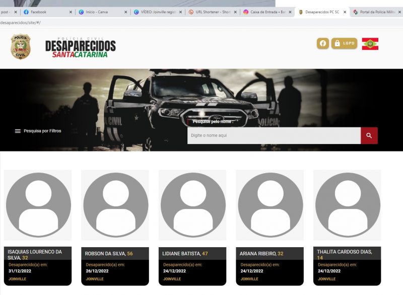 Os dados de Thalita j&aacute; est&atilde;o no site de Desaparecidos do Estado – Foto: Reprodu&ccedil;&atilde;o/Internet/ND