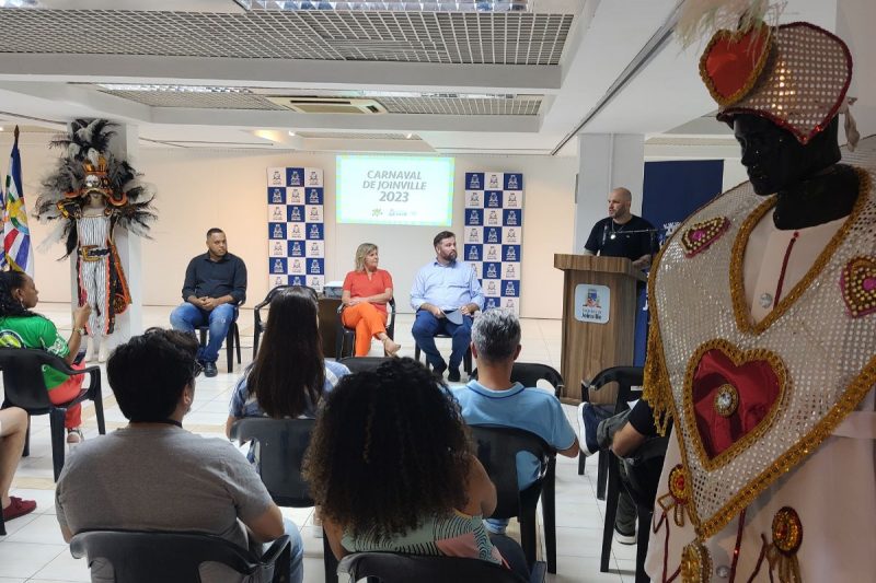Apresenta&ccedil;&atilde;o da programa&ccedil;&atilde;o de Carnaval de Joinville aconteceu na manh&atilde; desta ter&ccedil;a-feira (17) – Foto: Maikon Costa/ND