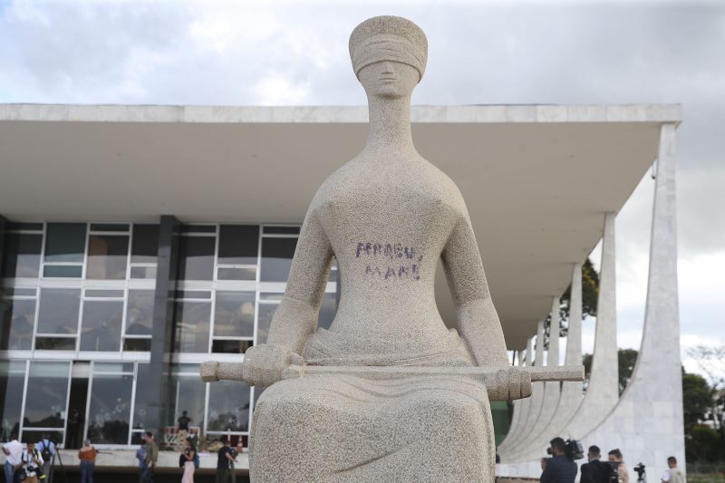 Pal&aacute;cio do Supremo Tribunal Federa, ap&oacute;s manifesta&ccedil;&otilde;es do &uacute;ltimo domingo – Foto: Marcello Casal Jr/Ag&ecirc;ncia Brasil/ND