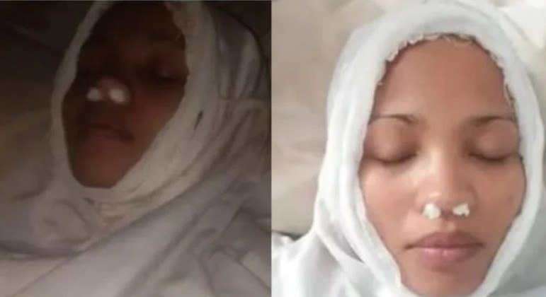 Fotos publicadas no Facebook pelo filho da mulher mostram ela em uma maca de hospital – Foto: Reprodu&ccedil;&atilde;o/Internet/ND