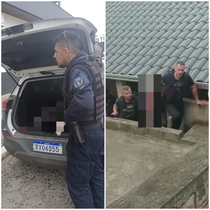 Ap&oacute;s furtar ve&iacute;culo, homem tenta fugir e se ‘esconde’ em local inusitado em SC – Foto: Divulga&ccedil;&atilde;o/Guarda Municipal de Rio do Sul