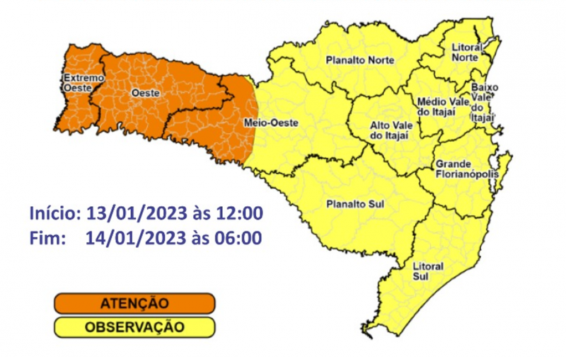 Cidades do Oeste t&ecirc;m risco alto para ocorr&ecirc;ncias geradas pelos temporais a partir desta sexta-feira – Foto: DCSC/Divulga&ccedil;&atilde;o/ND