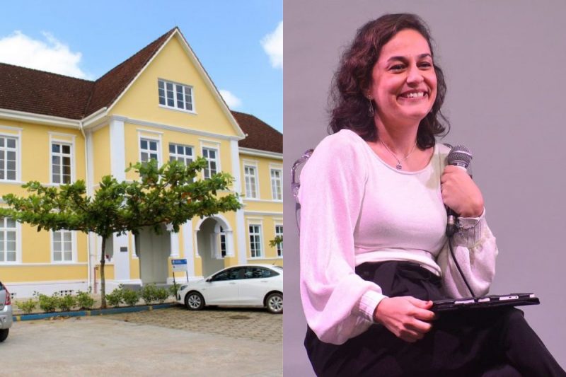 &Agrave; esquerda, a institui&ccedil;&atilde;o. &Agrave; direita, a professora Maria Elisa M&aacute;ximo – Foto: Divulga&ccedil;&atilde;o/Redes Sociais/ND