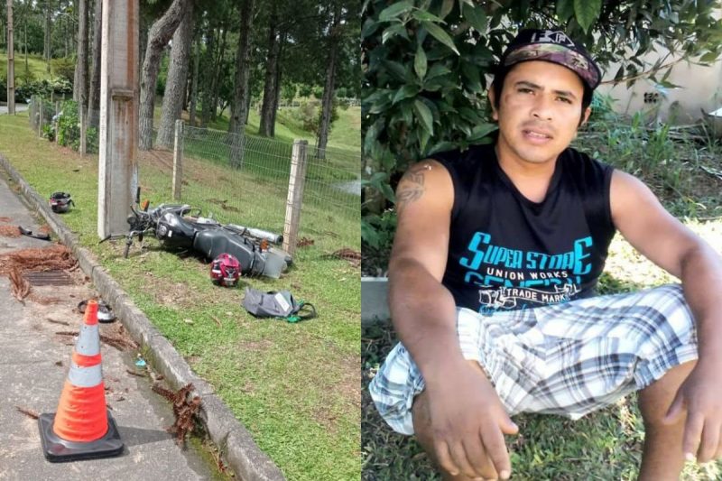 Motociclista morreu no hospital ap&oacute;s bater em poste em Campo Alegre – Foto: CBM/Internet/Arte ND