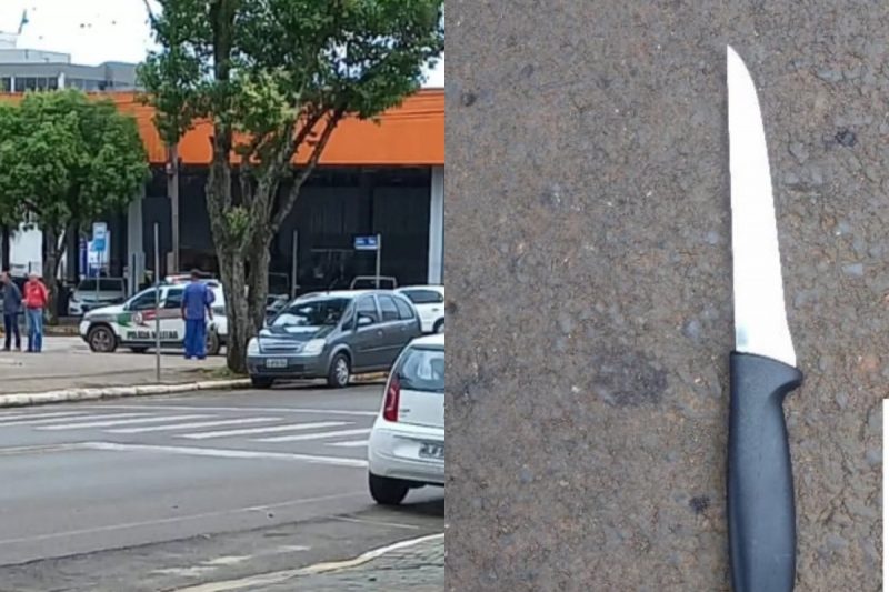 Mulher foi esfaqueada na Pra&ccedil;a Tiradentes, no Centro da cidade. &mdash; Foto: Rafaela Moretti/Lance Not&iacute;cias/Pol&iacute;cia Militar